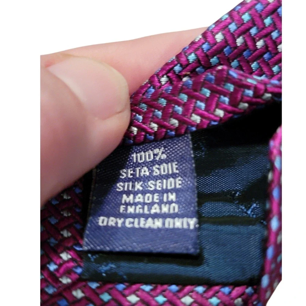 Charles Tyrwhitt Mens Purple Geometric Silk Necktie‎ Jermyn Street London